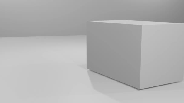 3Dキューブの紹介 単純な開口部 3次元ボックスバンパー 入門コンテンツが回転し 右からポップアップ表示されます — ストック動画