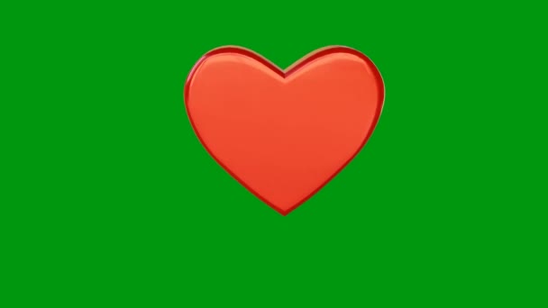 Símbolo Animado Corazón Sobre Fondo Verde Señal Amor — Vídeos de Stock
