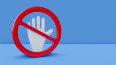 3D animasyon. Beyaz eller ve kırmızı haç sağa sola kayıyor. Videolar yasaklama sembolü. Karton 4k