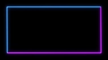 Yeşil ve siyah arkaplanda yanıp sönen neon çerçeve çizgisi