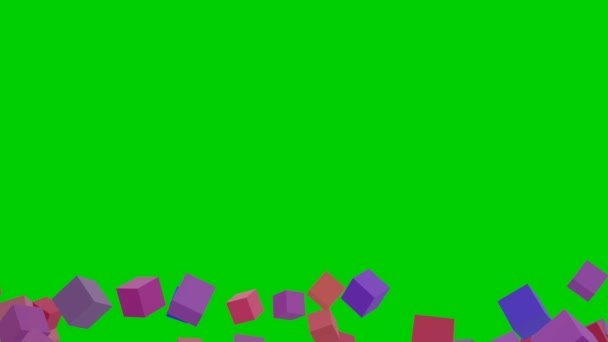 緑の背景に3Dボックスグラデーションカラーアニメーション 4Kのレンダリング — ストック動画