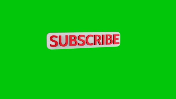 Підписка Червоно Білим Кольором Зеленому Тлі Тривимірне Анімаційне Сповіщення Про — стокове відео
