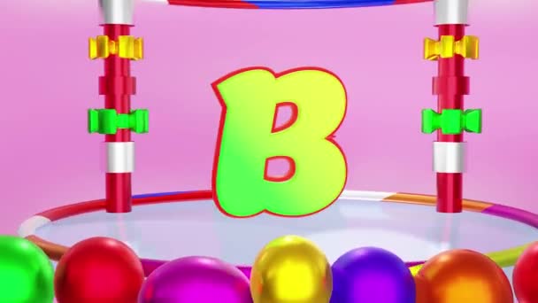 Animation Des Buchstabens Steht Für Durisches Wort Mehrfarbige Dreidimensionale Buchstabenbühne — Stockvideo