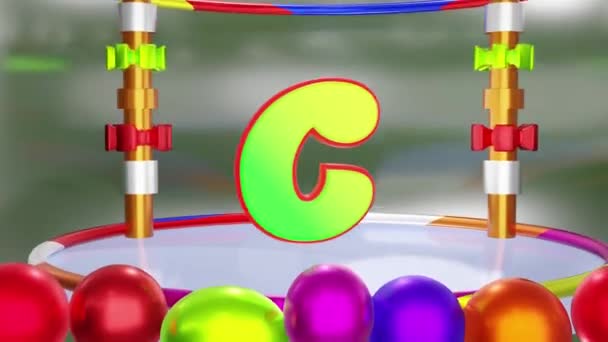 Animatie Van Letter Staat Voor Duriaans Woord Meerkleurige Driedimensionale Alfabet — Stockvideo