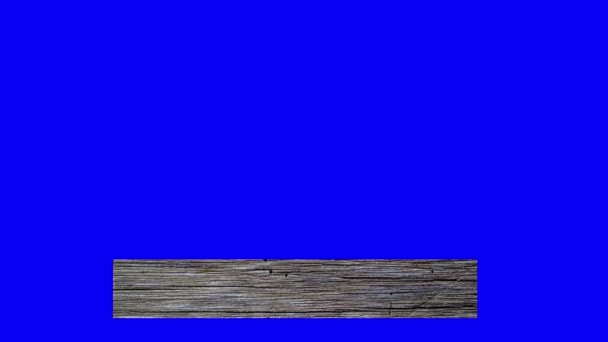 木製の下の青の背景に3番目 バナーテクスチャ — ストック動画