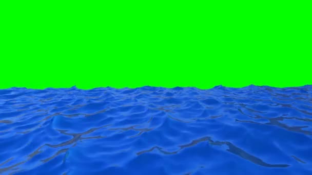 Modré Moře Zeleném Pozadí Animace Vln Oceánu Trojrozměrný Vizuální Efekt — Stock video