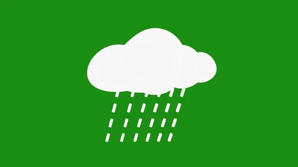 Cloud and rain cartoon on green background. rain 2d cartoon. High resolution rain effect