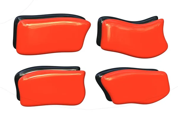 Beyaz üzerine izole edilmiş kırmızı ve siyah renk rastgele 3 boyutlu şablon. 3d oluşturma