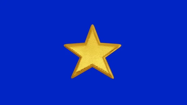 Arany Csillag Kék Háttérrel Renderelés — Stock Fotó