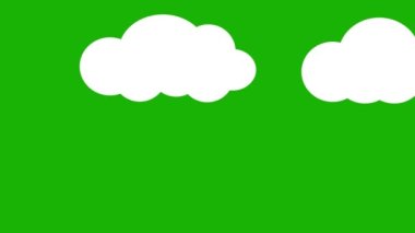 Yeşil arkaplanda sağdan sola hareket eden beyaz bulutların 2d canlandırması