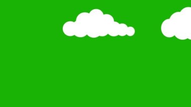 Yeşil arkaplanda sağdan sola hareket eden beyaz bulutların 2d canlandırması