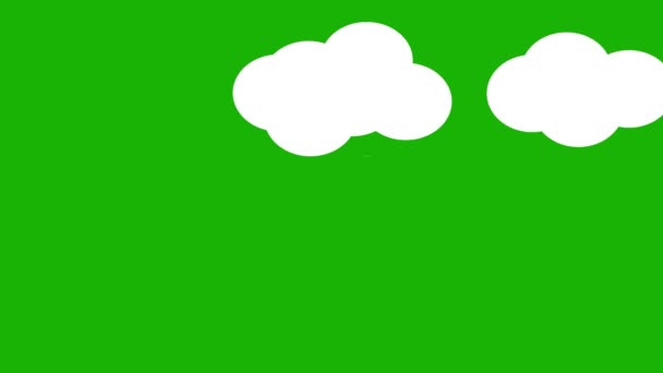 Animación Nubes Blancas Moviéndose Derecha Izquierda Sobre Fondo Verde — Vídeos de Stock