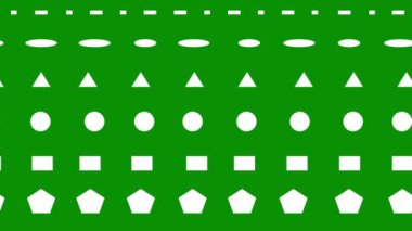 Yeşil arkaplanda beyaz renk sembolleri olan animasyon döngüsü. 4k