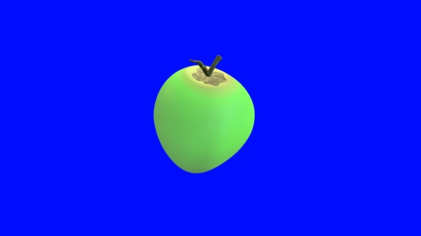 在蓝色背景上旋转椰子的3D动画 3D渲染 — 图库视频影像
