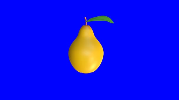 Animation Ενός Περιστρεφόμενου Κυδώνι Μπλε Φόντο Αποδίδει Τρισδιάστατο Σύμβολο Φρούτων — Αρχείο Βίντεο