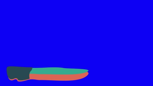 Форма Нижнего Третьего Колючего Штриха Жидкой Цветной Краски Синем Фоне — стоковое видео
