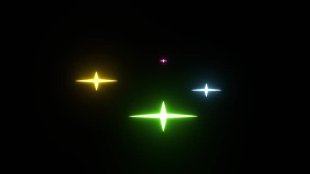 Las Estrellas Brillaban Blancas Centelleaban Oscuridad Efectos Visuales — Vídeos de Stock