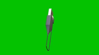 3d animasyon usb kablo tipi A ve mikro usb B yeşil arka planda. Dönen dc elektrik akım iletkeninin 4k videosu