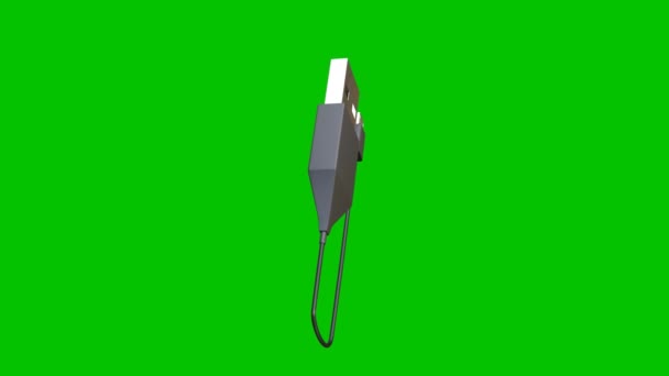 3D动画Usb A型电缆和绿色背景的微型Usb B型电缆 旋转直流导体4K视频 — 图库视频影像