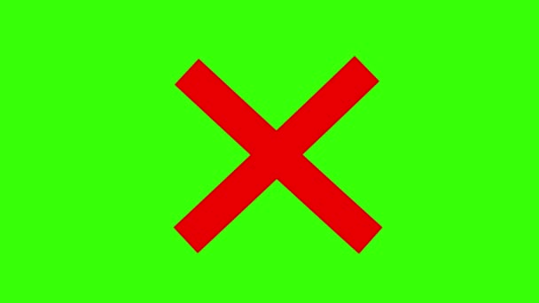 Червоний Хрест Зеленому Тлі Анімація Символ Заборони — стокове відео