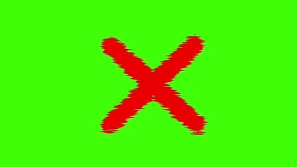 Ein Rotes Kreuz Auf Grünem Hintergrund Animation Verbotssymbol — Stockvideo