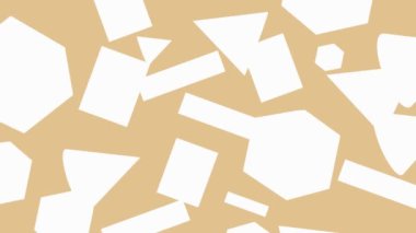 Bej arkaplan üzerinde dönen beyaz geometrik soyut arkaplan, pankart için dijital görsel, çeşitli kare ve yuvarlak şekillerde canlandırma, son 4k etkisi