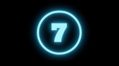 Geri sayım mavi parlayan siyah izole edilmiş