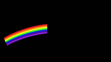 Gökkuşağı animasyonu siyahta izole edildi. Dijital medyayı güzelleştirmek için görsel efektler. Renkli çizgi film çizgileri. 4k