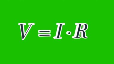 Ohm 'un Kanun Formülü. Elektrik parçaları matematik formülü. Görsel 3d canlandırma Kilidi elektrik akımını hesaplar