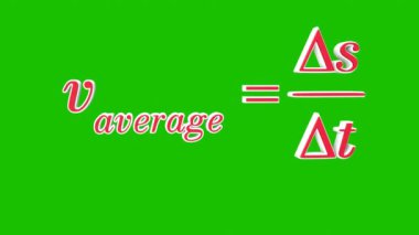 Ortalama Hız Formülü. Yeşil arka planda üç boyutlu görsel animasyon fiziği formülleri. Aritmetikte çözümler çözülüyor