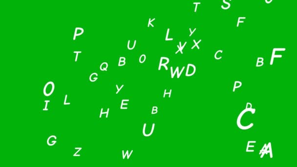 Weiße Buchstaben Von Bis Flattern Auf Grünem Hintergrund Animationsvideoeffekte — Stockvideo