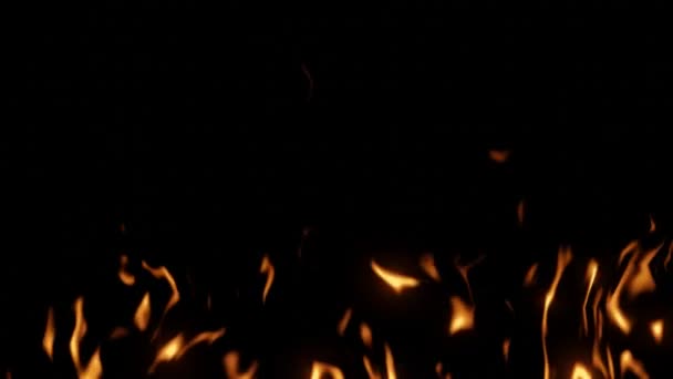 ブラックで隔離された火災視覚効果 デジタル視覚効果のために燃える炎のアニメーション 4Kについて — ストック動画