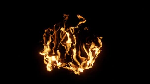 ブラックで隔離された火災視覚効果 デジタル視覚効果のために燃える炎のアニメーション 4Kについて — ストック動画