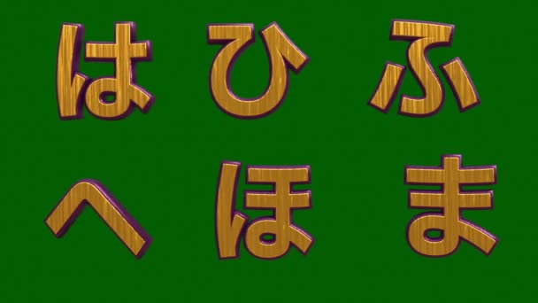 Alfabetos Japoneses Renderização Incluindo Fonte Visual Japonesa Com Textura Dourada — Vídeo de Stock