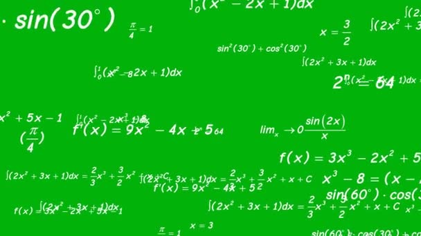 Vizuální Efekty Rozptyl Matematiku Klíčem Chroma Výpočet Otázek Odpovědí Vzorce — Stock video