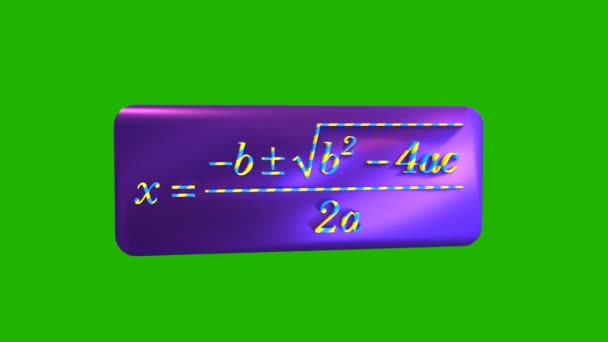 三维动画数学公式 二次方程 带有绿色背景下符号的动态纹理 — 图库视频影像