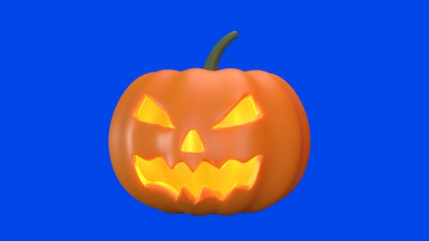 Espeluznante Calabaza Aislado Azul Símbolo Del Día Conmemorativo Halloween Creencia — Vídeos de Stock