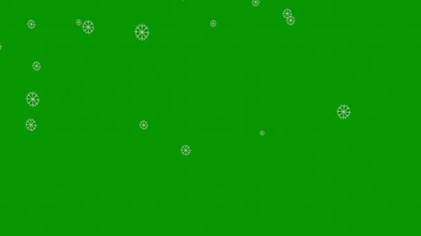 Nieve Blanca Cae Sobre Fondo Verde Bellamente Animado Animación Efecto — Vídeos de Stock