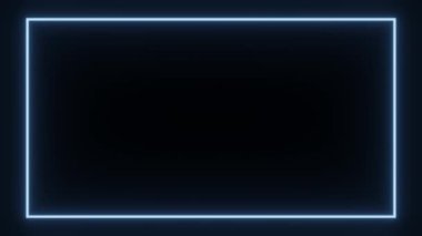 Neon hat çerçevesi. Siyah arkaplanda ileri geri hareket eden çerçevenin canlandırması