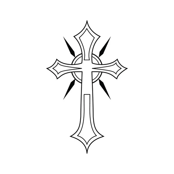 Σταυρός Εικονίδιο Χριστιανικό Σύμβολο Εικονογράφηση Διανύσματος — Διανυσματικό Αρχείο