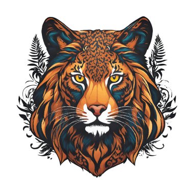 Aslan kafalı, kaplan kafalı. vektör illüstrasyonu.