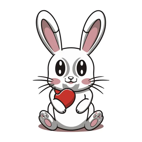 Cute Bunny Heart Vector Illustration Valentine Day — Stock Vector