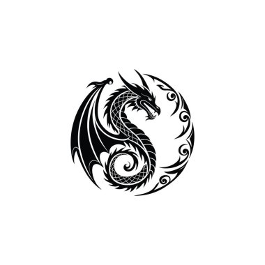 ejderha logo vektör çizimi şablonu