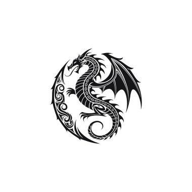 Dragon vektör resimleme logo şablonu