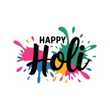 Mutlu Holi tipografisi renkli kutlama vektörü