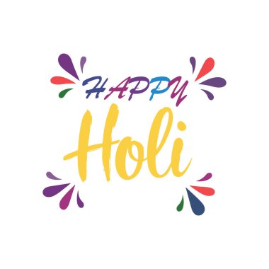 Mutlu Holi tipografisi renkli kutlama vektörü