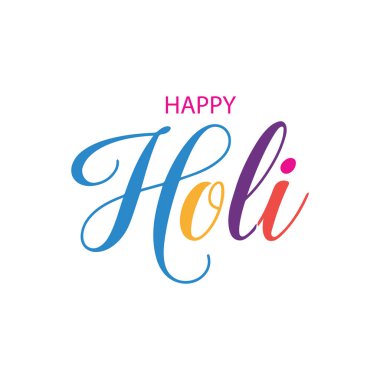Mutlu Holi Renkli Tipografi Vektörü