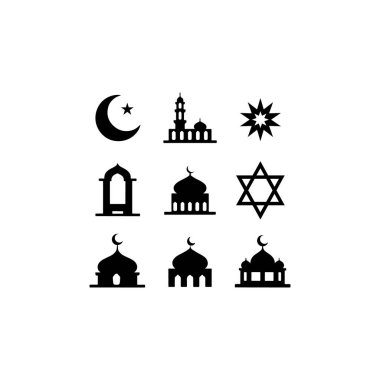 Beyaz Arkaplan Vektörü İzole Edilmiş Elementler Üzerine 4 ramazan simgesi kümesi