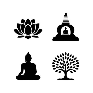 Vaisakhi Buddha Siluet Vektör İllüstrasyonu