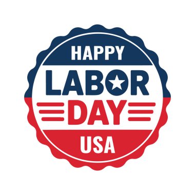 Doğum günü vektör logosu tasarımın kutlu olsun. Mutlu İşçi Bayramı mesajı ile Amerikan bayrağı. İşçi bayramı tebrik kartı, işçi bayramı. ABD ulusal gün kutlaması